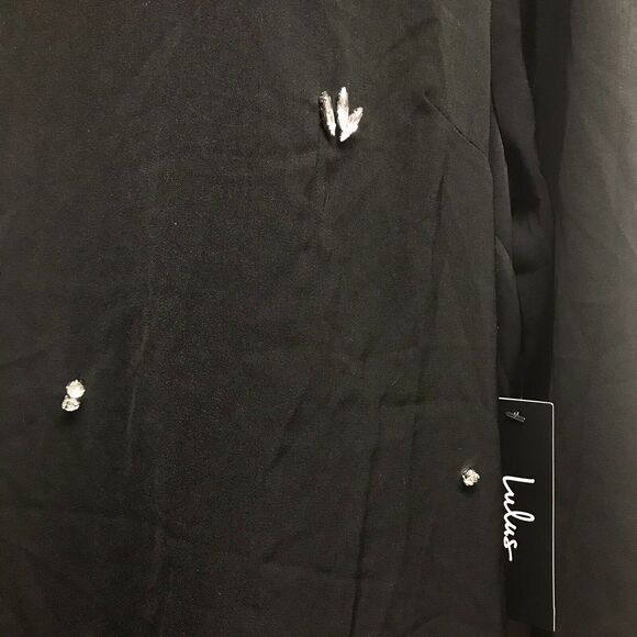 Lulu's Black Beaded Embellished Tunic Shift Dress Size XL Tie Back Belt - Picture 5 of 11